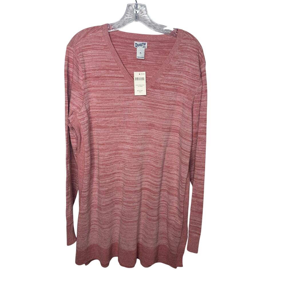 Duluth Trading Co Women’s Shiftless V-Neck Tunic Sweater Pink Heather XL NWT